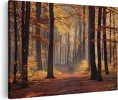 Artaza Canvas Schilderij Pad door een Herfstbos - 30x20 - Klein - Foto Op Canvas - Canvas Print