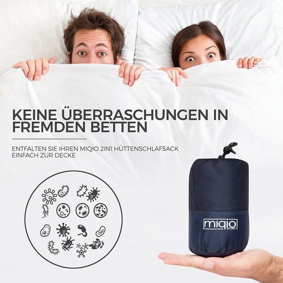 XL 2-in-1 Katoenen Slaapzak en Tweepersoons Lichtgewicht Reislaken met Reistas Slaapzak — afbeelding 5