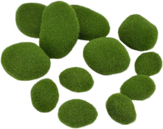 12 Stuks Groene Mosballen Kunstmos Stenen Kleine Mos Rotsdecoratie Simulatie Mos - Voor Feeëntuinen en Bloemstukken