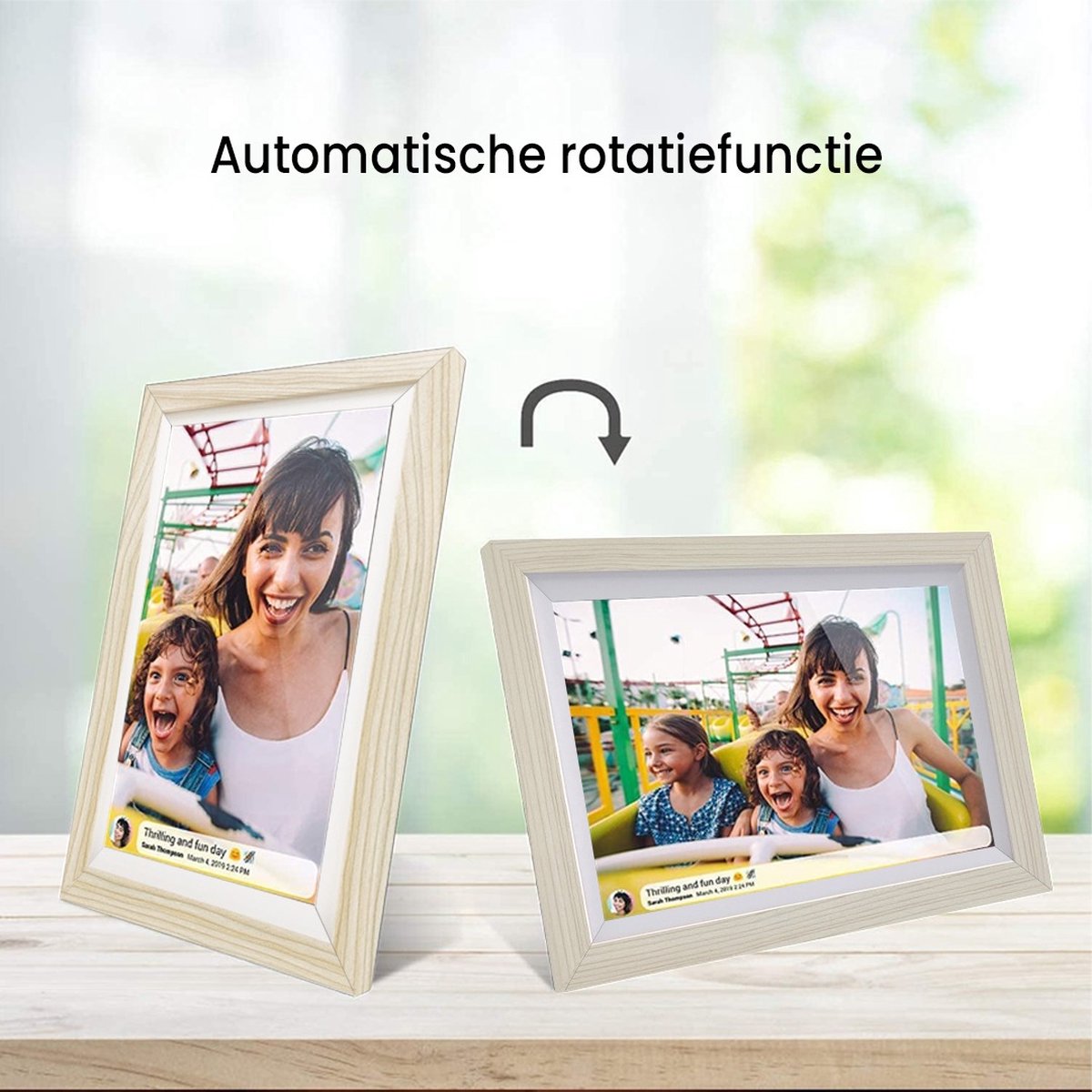 Digitale fotolijst met WiFi en Frameo App - 10.1 inch HD+ IPS Display - Fotokader met Touchscreen - 32GB - Gebroken Wit - Frameo digitale fotolijst - digitale fotokader - digitaal fotolijstje thumbnail 4