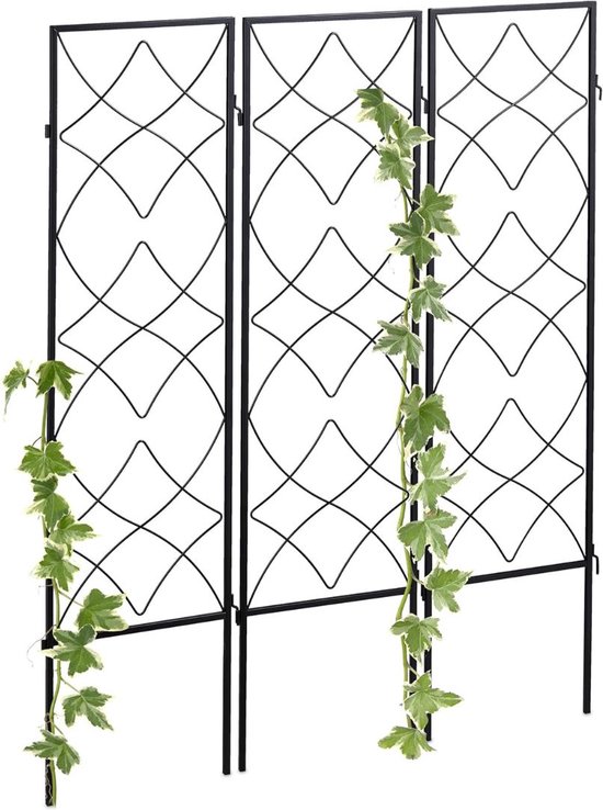 Foto: Luxe klimrek planten plantensteunen voor klimplanten wandrek voor buiten staal nature 3 panelen 30x122cm zilver