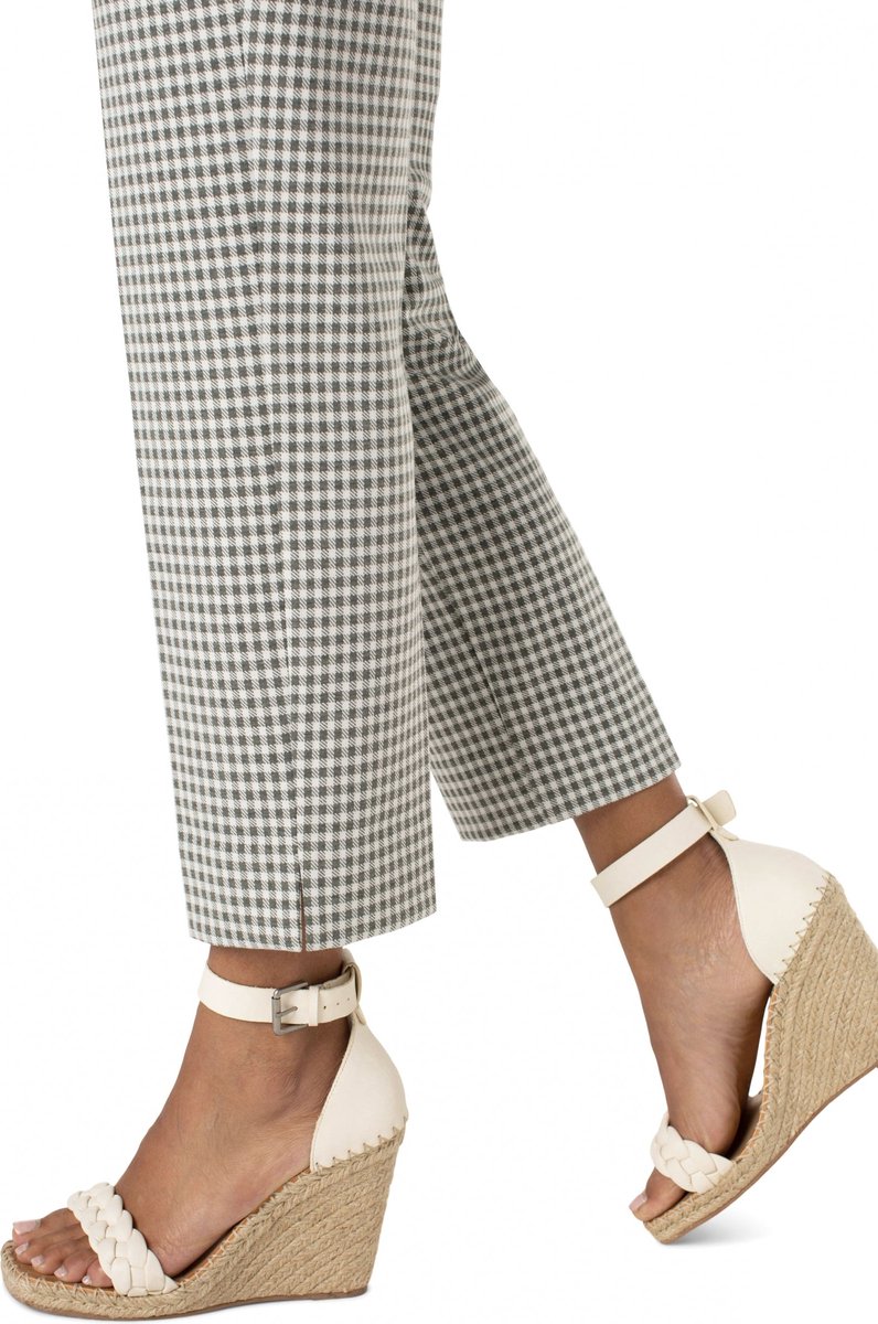 LIVERPOOL JEANS COMPANY Kelsey Trouser Slit Sage / White Gingham | Sage / White Gingham