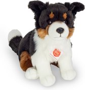 Hermann Teddy Knuffeldier hond Border Collie - zachte pluche stof - premium kwaliteit knuffels - zwart/wit/bruin - 30 cm