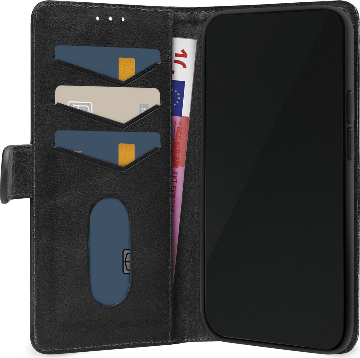 Mobilize Telefoonhoesje geschikt voor Apple iPhone 6s Hoesje Echt Leer | Mobilize Wallet Bookcase Portemonnee | Pasjeshouder voor 3 Pasjes | Telefoonhoesje voor Pinpas / OV Kaart / Rijbewijs - Zwart