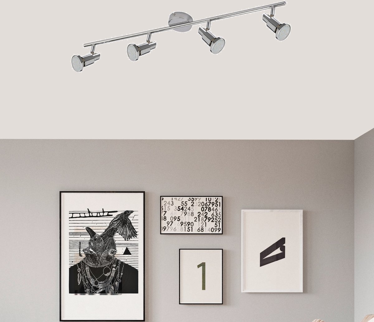 Trango 4-vlam Plafondlamp 2890-048-5W *OSCAR* in chroomlook incl. 4x 5 Watt 3000K warm wit GU10 LED lampen, plafondspots, woonkamerlamp draaibaar
