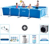 Intex Rechthoekig Frame Zwembad - 450 x 220 x 84 cm - Blauw - Inclusief Afdekzeil - Onderhoudspakket - Zwembadfilterpomp - Filter - Grondzeil - Stofzuiger - Warmtepomp