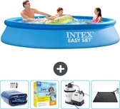 Intex Rond Opblaasbaar Easy Set Zwembad - 305 x 61 cm - Blauw - Inclusief Solarzeil - Onderhoudspakket - Zwembadfilterpomp - Solar Mat