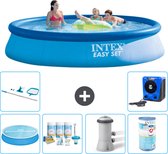 Intex Rond Opblaasbaar Easy Set Zwembad - 396 x 84 cm - Blauw - Inclusief Solarzeil - Onderhoudspakket - Zwembadfilterpomp - Filter - Schoonmaakset - Warmtepomp