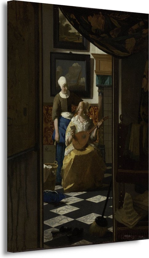 De liefdesbrief - Johannes Vermeer schilderijen - Muziek schilderij - Canvas schilderij Kunst - Moderne schilderijen - Canvas keuken - Kunstwerken schilderij 100x150 cm