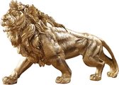 Koning Gouden Leeuw - 37cm - Hars Ornament - Beeld - Decor - Decoratie - Woonkamer Decoratie