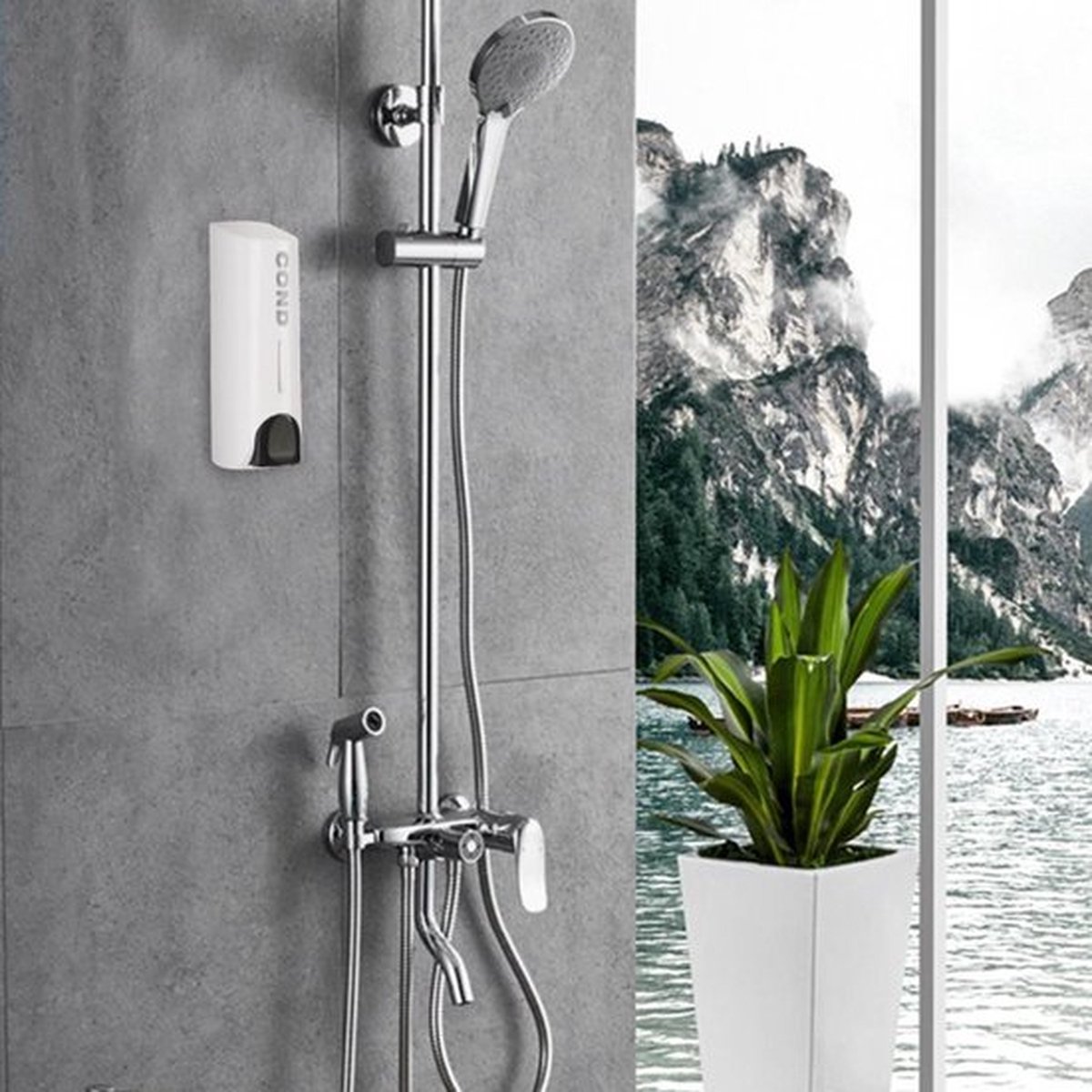 Shampoodispenser voor douchewand, shampoo- en conditionerdispenser met 16 waterdichte labels, zonder boren, douche-zeepdispenser, badkamer Shampoodispenser voor douchewand, shampoo- en conditionerdispenser met 16 waterdichte labels, zonder boren, douche-zeepdispenser, badkamer