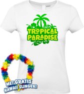 Dames t-shirt Tropical Paradise | Toppers in Concert 2024 | Club Tropicana | Hawaii Shirt | Ibiza Kleding | Wit Dames | maat S