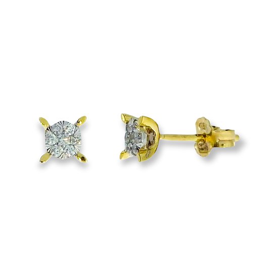 Gouden Oorknoppen 0.20 ct diamant 5.4 mm 14 karaats