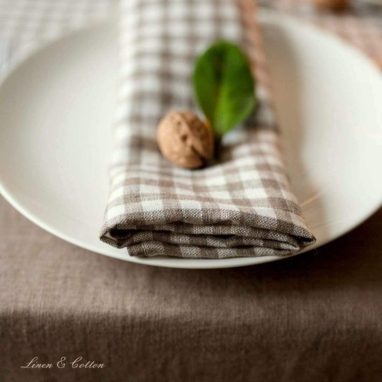 Set van 3 servetten gewassen linnen (40 x 40 cm) Louise Beige - Tafellinnen