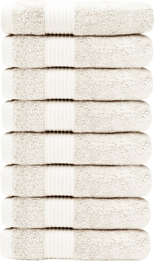 HOOMstyle Handdoeken Set Elegance - 8 stuks - 100% Soft Cotton 650gr - 50x100cm - Off White