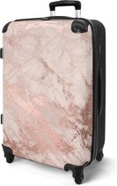 Bol.com NoBoringSuitcases.com® - Koffer groot - Rolkoffer lichtgewicht - Roze marmer - Reiskoffer met 4 wielen - Suitcase large ... aanbieding