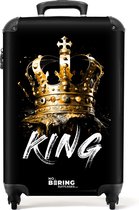 NoBoringSuitcases.com® - Handbagage koffer lichtgewicht - Reiskoffer trolley - Graffiti letters 'King' onder een gouden kroon - Rolkoffer met wieltjes - Past binnen 55x40x20 en 55x35x25