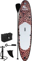 Pacific Special Edition Sup Board - Opblaasbaar Paddle Board - GRATIS Waterproof Telefoonhoesje - Extra Stevig - 305 cm - Compleet Sup Pakket - max 100 kg - Panterprint wit