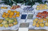Fruit weergegeven op een standaard - Gustave Caillebotte posters - Fruit tuinposter - Tuinposter Voedsel - Tuinschilderij voor buiten - Tuin poster - Tuin decoratie voor buiten tuinposter 105x70 cm