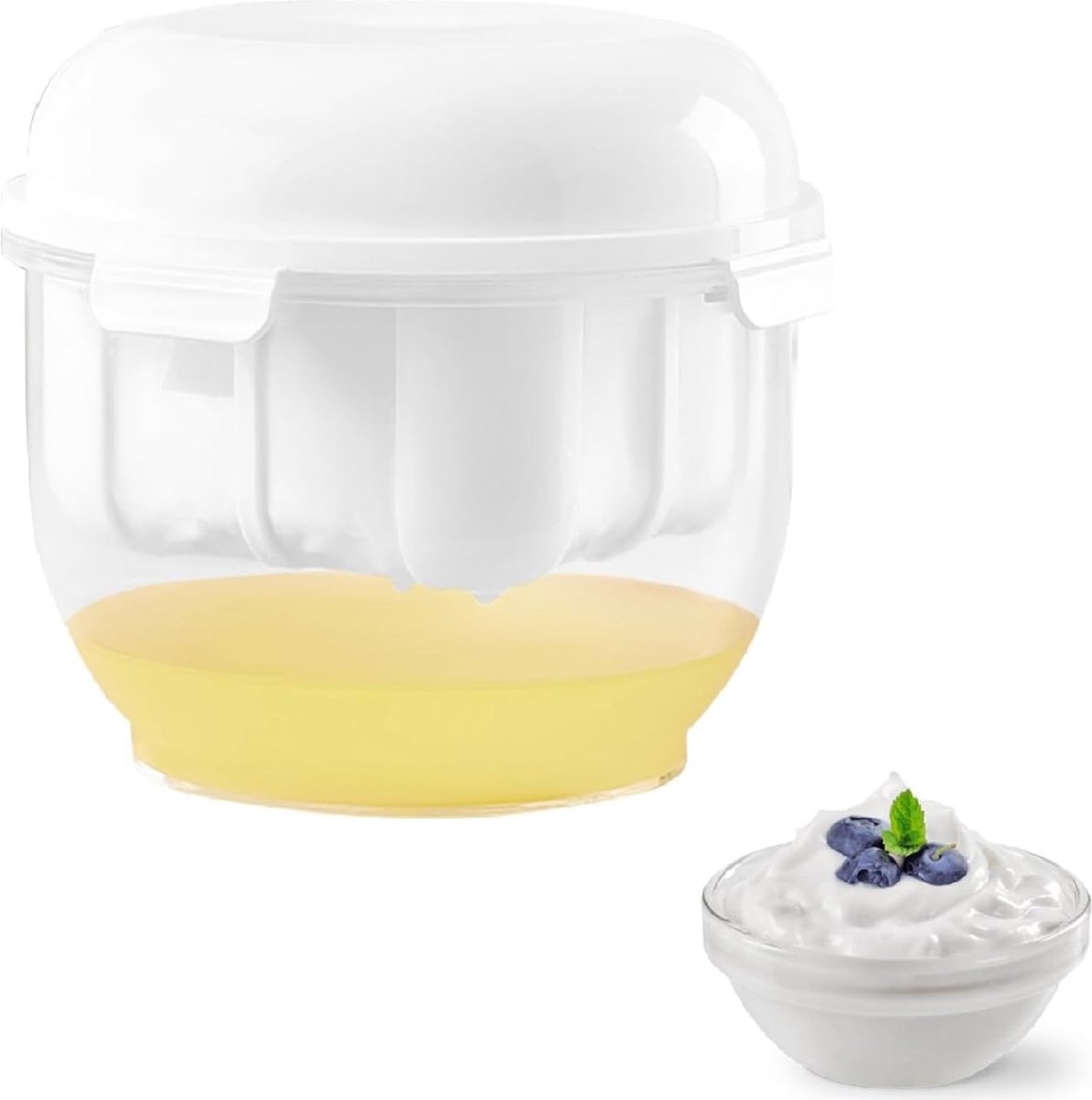 Erzekrim Griekse yoghurtzeef yoghurtzeef yoghurtzeef wasbaar 1100 ml yoghurtfilter met weischeiderdeksel met ultradun gaas voor het filteren van melk