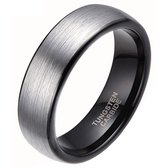 Wolfraam ring geborsteld zilver met Zwart 6mm-24mm