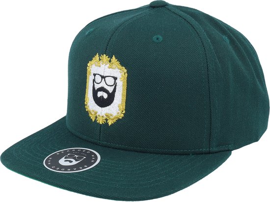 Hatstore- Classic Gold Frame Dark Green Snapback - Bearded Man Cap