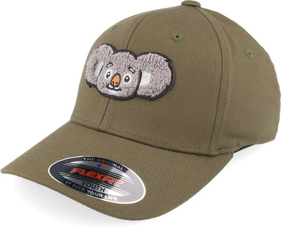 Hatstore- Kids Cute Koala Chenille Olive Flexfit - Kiddo Cap Cap