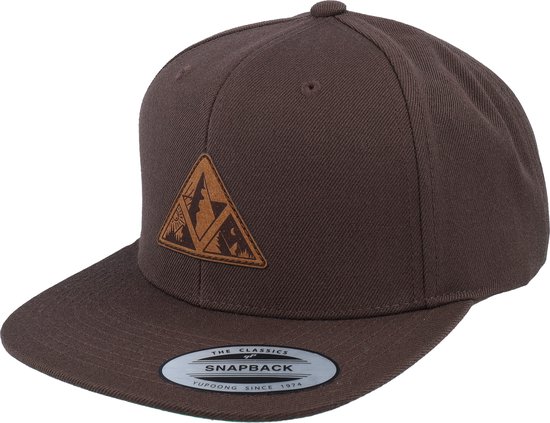 Hatstore- Triangle Shape Mountain Patch Brown Snapback - Wild Spirit Cap