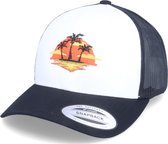 Hatstore- Palm Island Sunset Classic White/Black Trucker - Iconic Cap