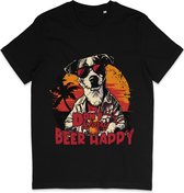 Grappig T Shirt Heren Dames - Don't Worry 'Bier' Happy - Zwart - XXL