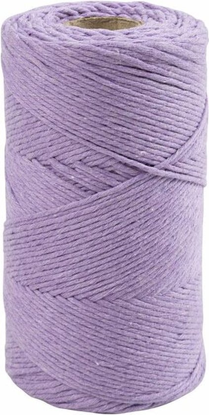 Macramé koord - paars - L: 198 m - d 2 mm - 330 gr - Incl. Gift
