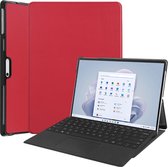 Case2go - Hoes geschikt voor Microsoft Surface Pro 10 - 13 inch Cover - Book Case met Stand Functie - Rood