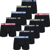 Bol.com Boxershort Heren - Katoen - 10 Pack - Zwart - Gekleurde Band - Maat L | Benyson | Ondergoed Heren | Onderbroeken Heren | aanbieding
