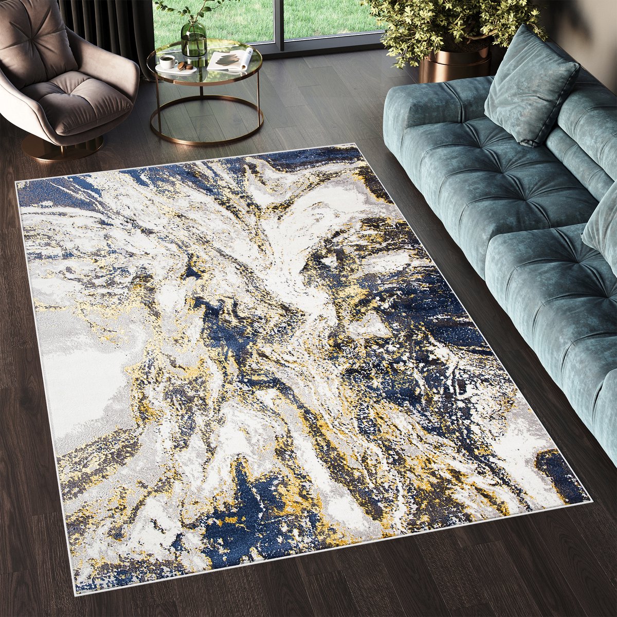 Tapiso Shine Vloerkleed Tapijt Abstract Slaapkamer Maat- 80x150 Grijs Beige