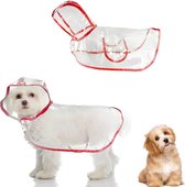 Regenjas voor honden, waterdichte hondenregenponcho met capuchon, hondenregenjas, verstelbaar en gemakkelijk te dragen, regen- en winddicht, voor kleine, middelgrote honden, katten (rood, M)