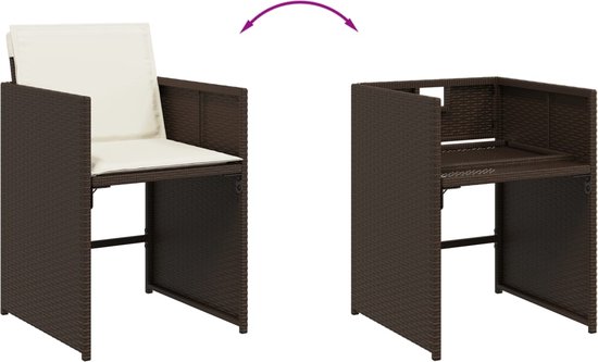 vidaXL - Tuinstoelen - 4 - st - met - kussens - poly - rattan - bruin