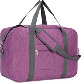 Handbagagetas voor vliegtuig, opvouwbare reistas voor dames, weekendtas, sporttas, handbagage, koffer, groot, donkerviole