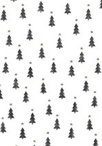 Kerstpapier Kleine Kerstbomen Zwart Wit K691775/1 - Toonbankrol breedte 70cm - 200m lang