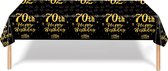 Tafelkleed 70 Jaar Verjaardag Versiering Tafelloper Plastic Tafelzeil Zwart Goud Feest Tafellaken Xl Formaat 137*274cm