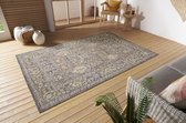 Flycarpets Luxor Vintage Buitenkleed Grijs / Multi - Vloerkleed Buiten - Laagpolig Tuinkleed, Tuintapijt, Buitentapijt, - 80x120 cm