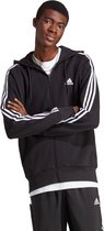 adidas Sportswear Essentials French Terry 3-Stripes Ritshoodie - Heren - Zwart- XL