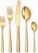 Gouden bestekset voor 6 personen, 30-delige bestekset goud van roestvrij staal, glanzende gouden bestekset met messen, vorken en lepels, hoogglans gepolijst en vaatwasmachinebestendig