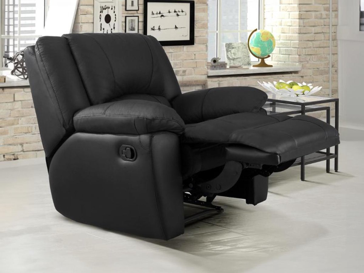 Vente-unique Relaxfauteuil van leer AROMA - zwart