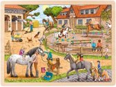 Goki Puzzel Manege - 96 stukjes - hout - paardenmeisje - paardenfan - puzzel paarden