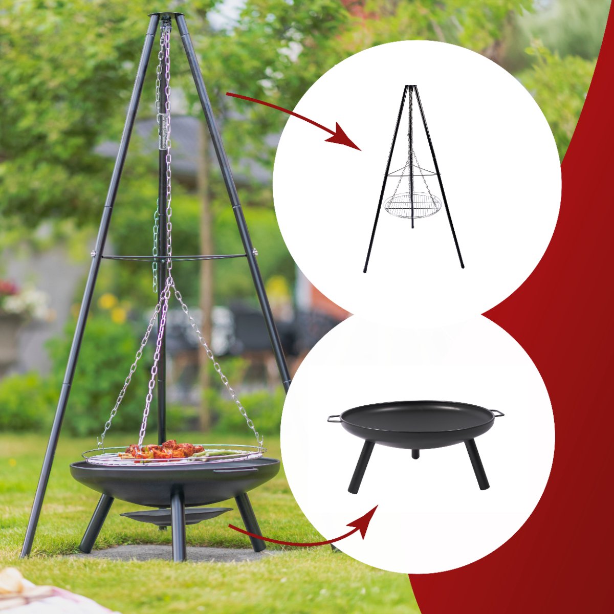 RedFire Trépied BBQ - Noir