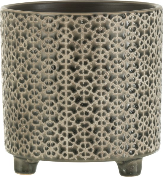 J-Line bloempot Bloem - keramiek - grijs-blauw - Ø 16.5 cm