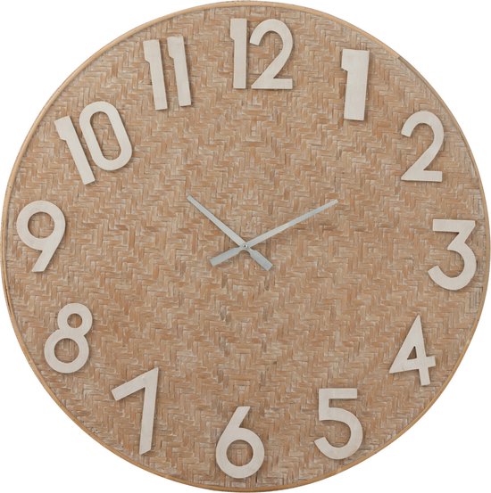 J-line horloge - bois - naturel et blanc - Ø 91.5 cm