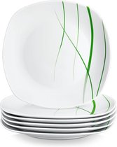 Porseleinen platte borden 6-delige set diameter 24,7 cm aanvulling op het tafelservies dinerborden voor 6 personen VCW-AV6DP borden set