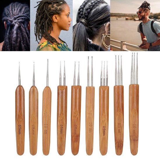 9 Stuks Klink Haken Naald Tool Dreadlocks Haar Lock Tool voor Vlechten voor Micro Hair Extensions