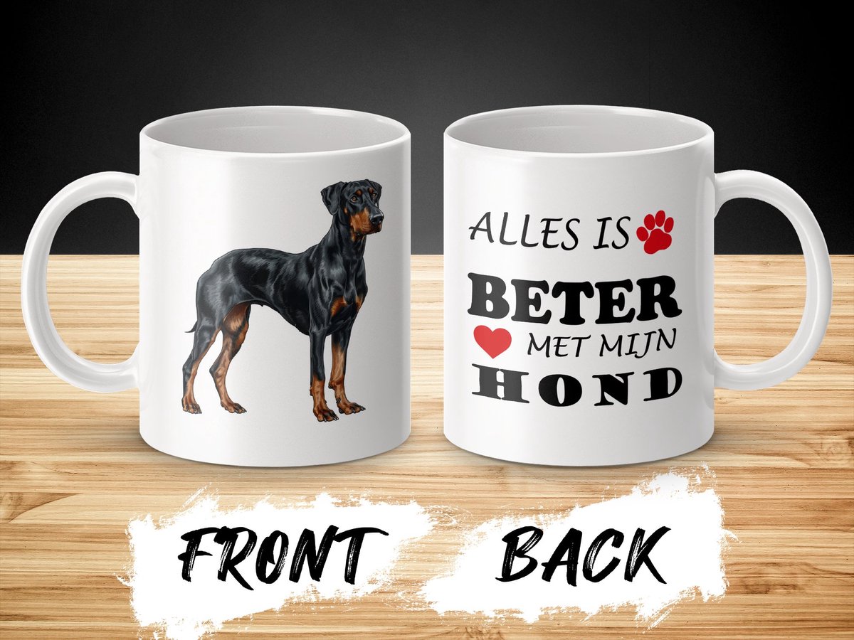 Mok Doberman Pinscher Alles is beter met mijn hond - dog - doglover
